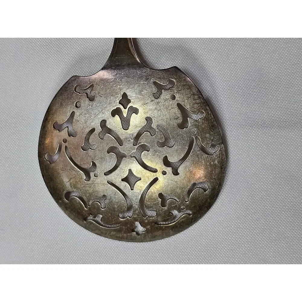 Vtg Community Plate Silver Plated Pierced Serving Spoon-Ornate Cut Out Design